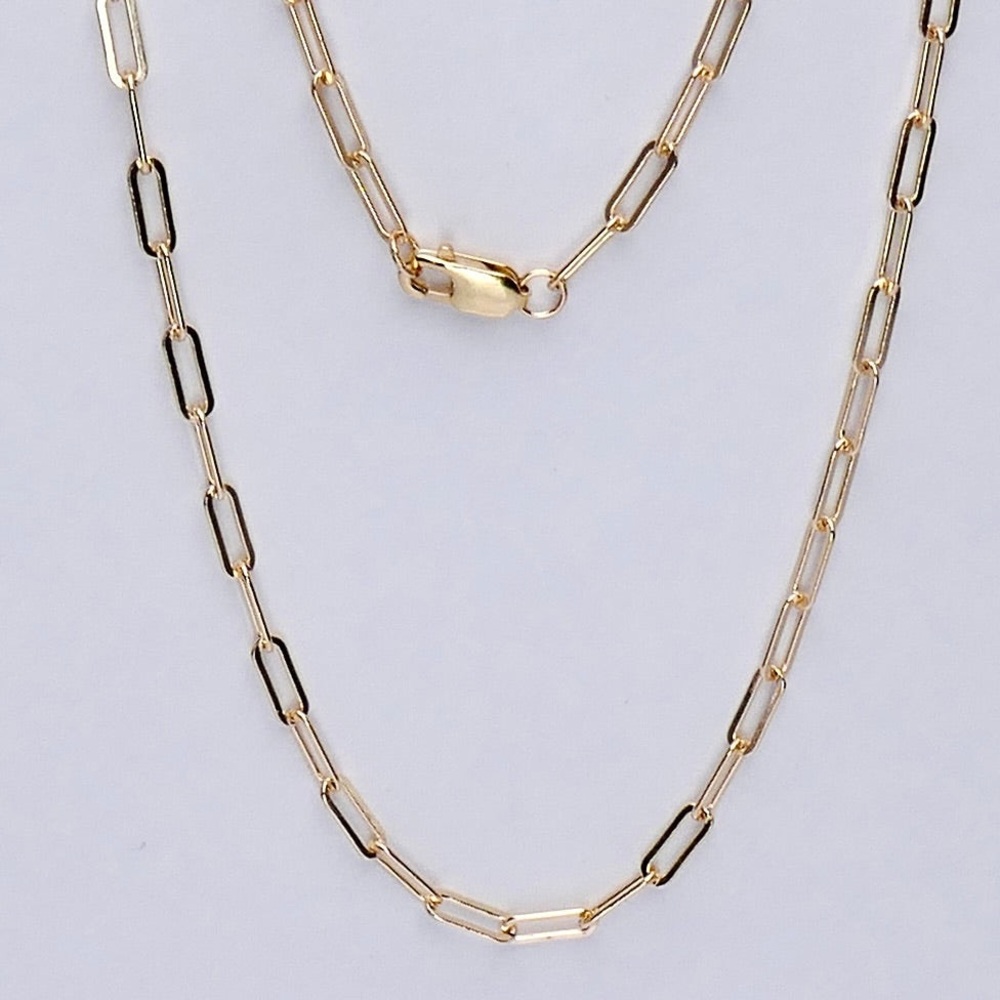 10K Yellow Gold 18" Paper Clip Chain with Lobster Clasp 2.5mm 4.12g - New